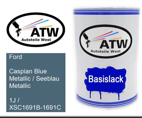 Ford, Caspian Blue Metallic / Seeblau Metallic, 1J / XSC1691B-1691C: 500ml Lackdose, von ATW Autoteile West.